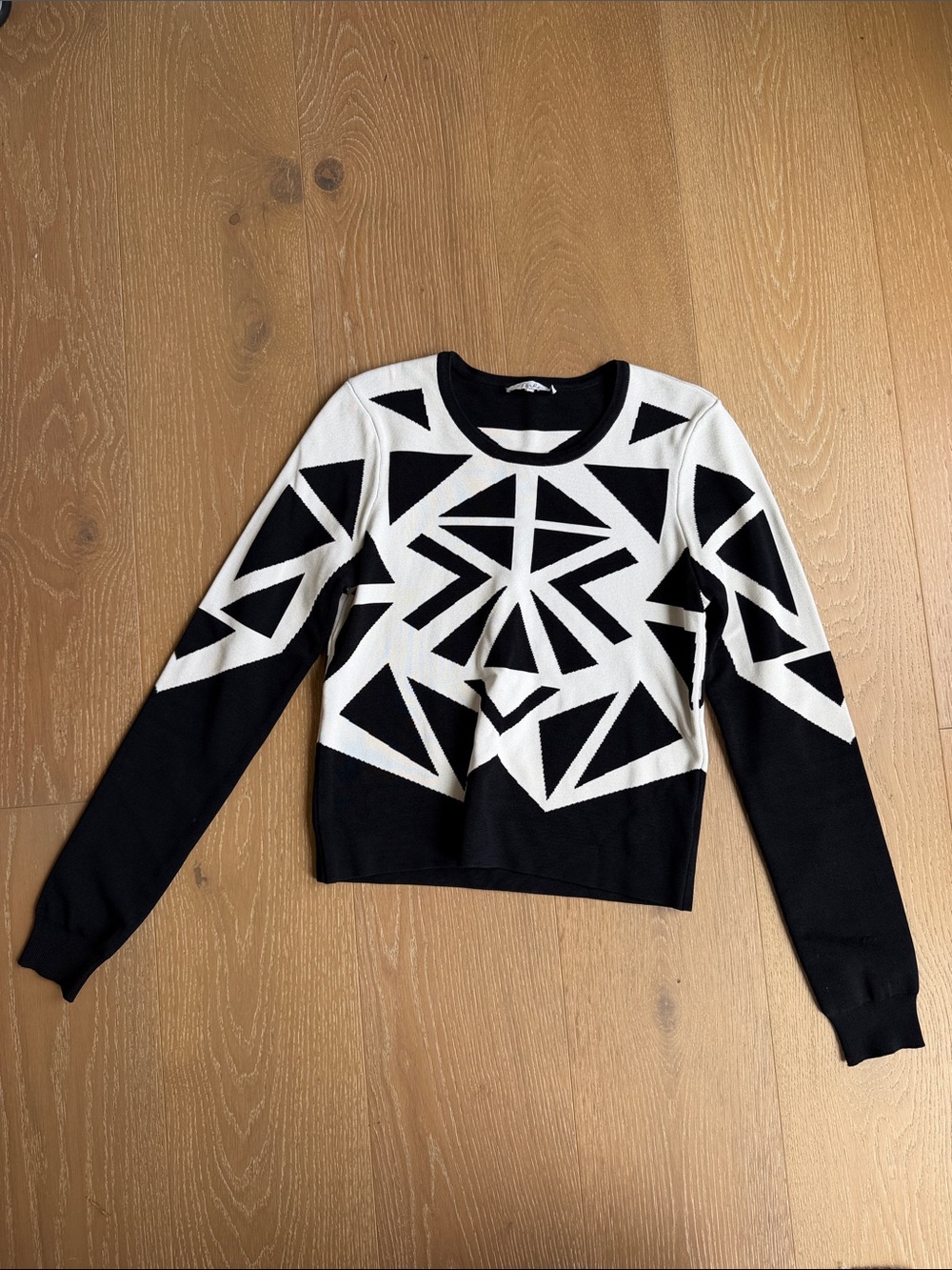 Parker Black and White Geometric Crewneck Sweater